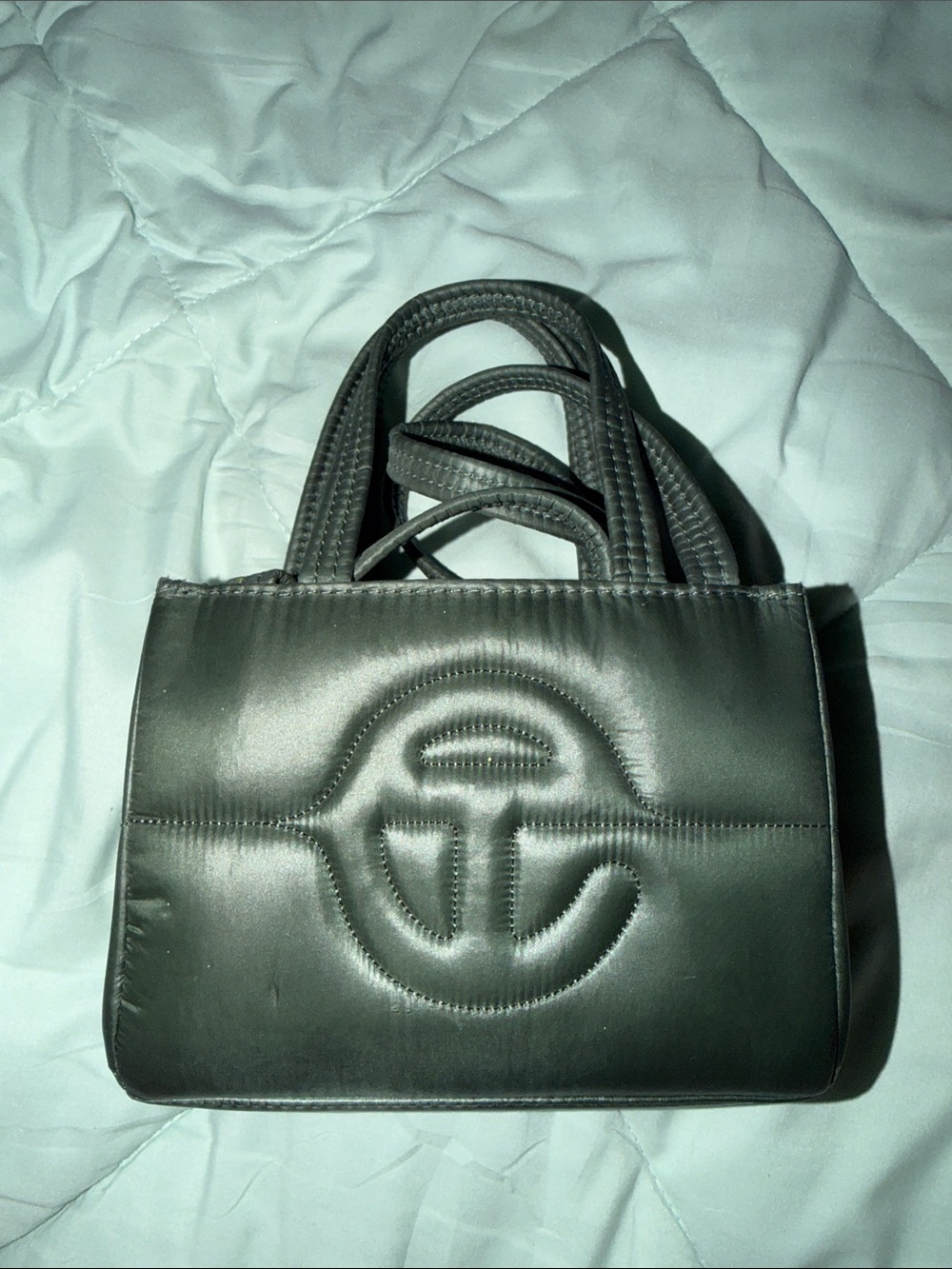 Telfar Quilted Mini Tote in Dark Gray